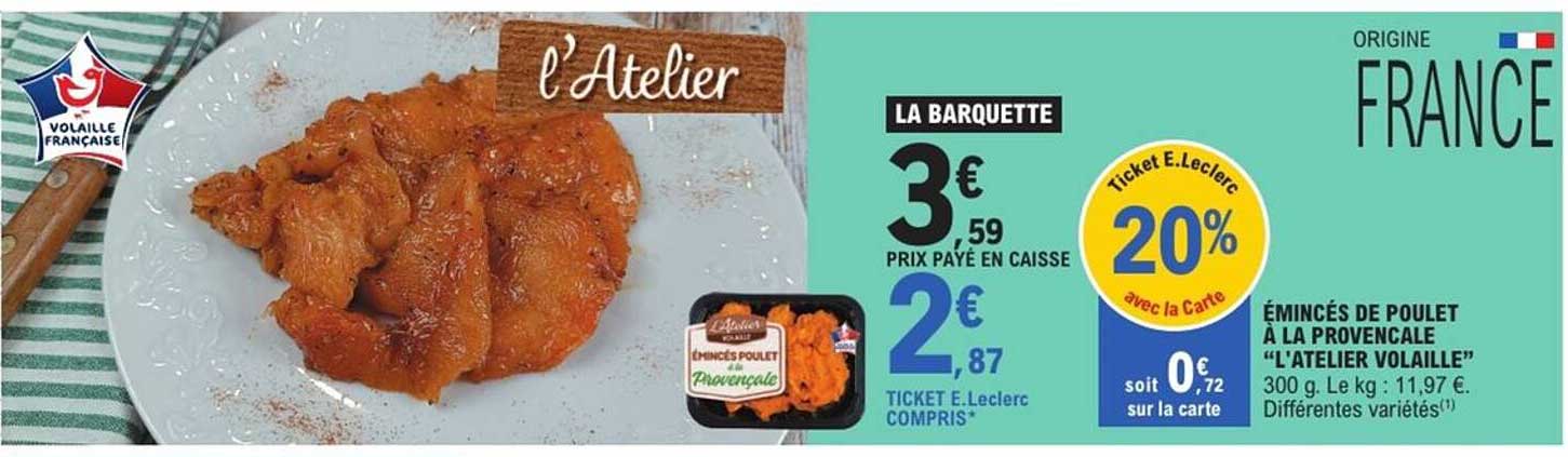 ÉMINCÉS DE POULET À LA PROVENÇALE "L'ATELIER VOLAILLE"