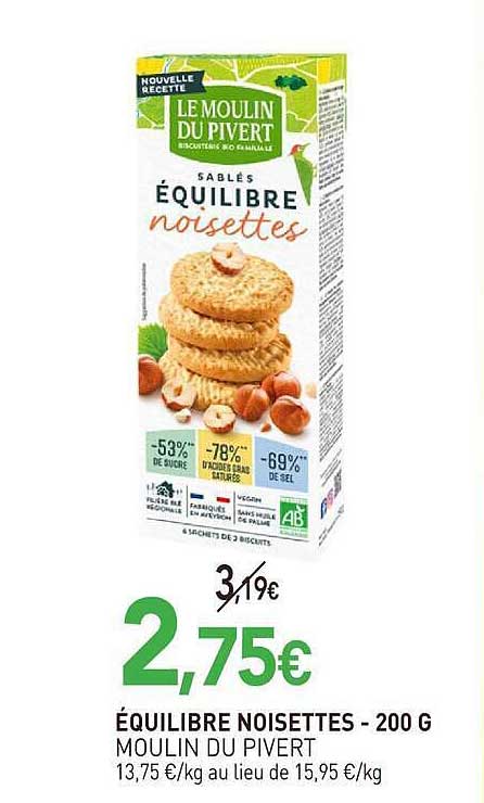 ÉQUILIBRE NOISETTES - 200 G MOULIN DU PIVERT