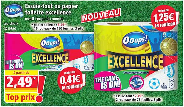 Essuie-tout ou papier toilette excellence motif coupe du monde