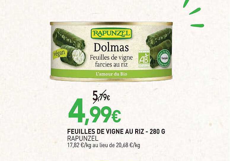 FEUILLES DE VIGNE AU RIZ - 280 G RAPUNZEL