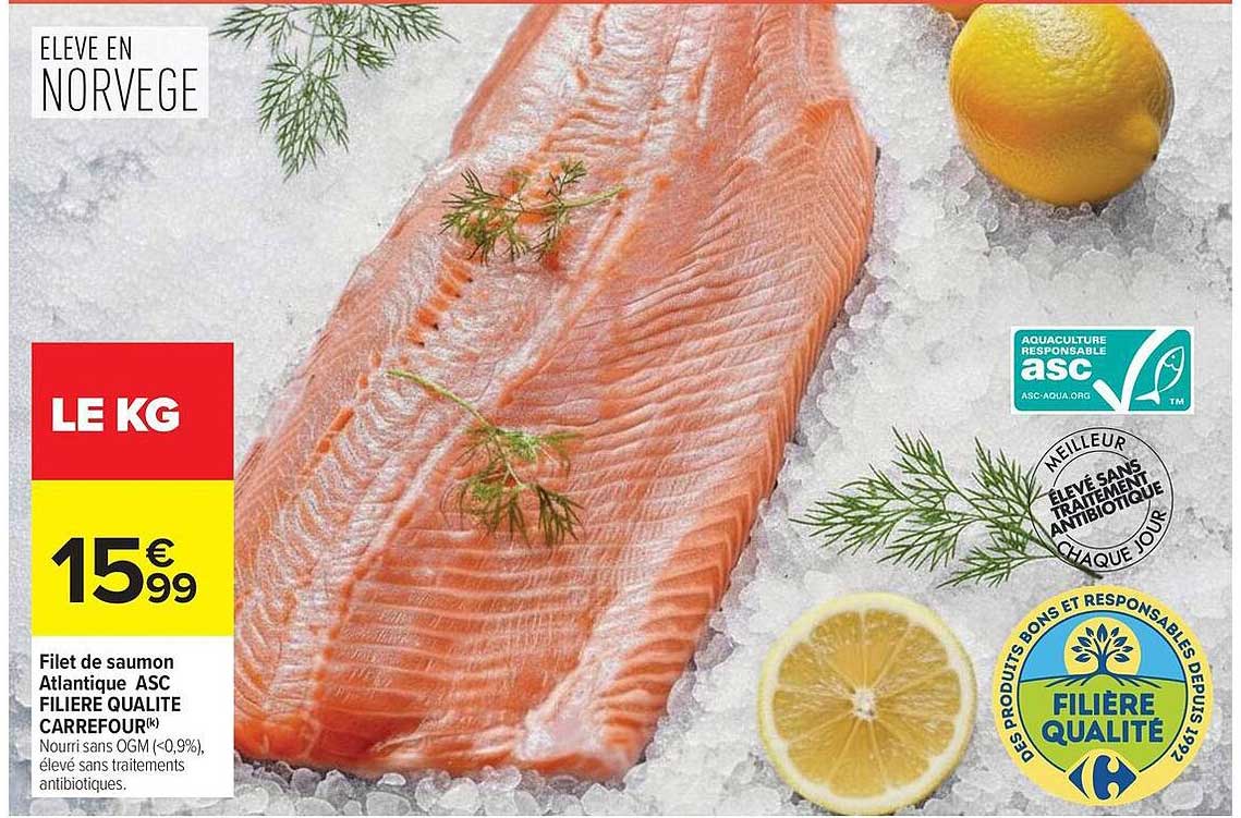 Filet de saumon Atlantique ASC FILIÈRE QUALITÉ CARREFOUR