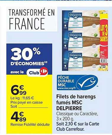 Filets de harengs fumés MSC DELPIERRE