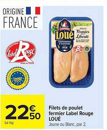 Filets de poulet fermier Label Rouge LOUÉ Jaune ou Blanc, par 2.