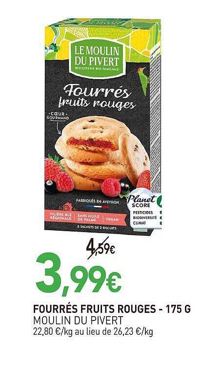 FOURRÉS FRUITS ROUGES - 175 G MOULIN DU PIVERT