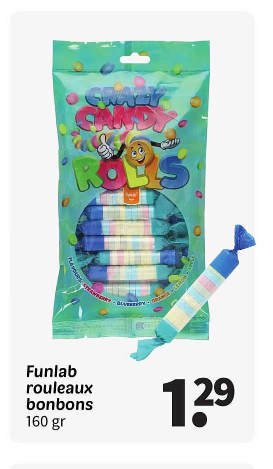 Funlab rouleaux bonbons 160 gr