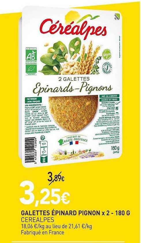 GALETTES ÉPINARD PIGNON x 2 - 180 G CEREALPES