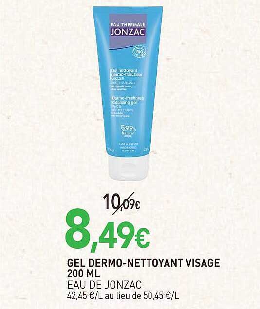 GEL DERMO-NETTOYANT VISAGE 200 ML EAU DE JONZAC
