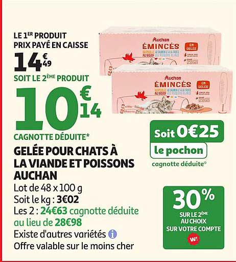 GELÉE POUR CHATS À LA VIANDE ET POISSONS AUCHAN