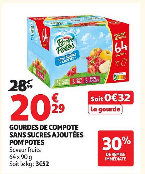 GOURDES DE COMPOTE SANS SUCRES AJOUTÉES POM'POTES