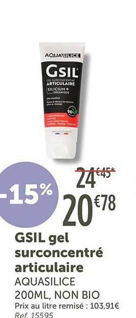 GSIL gel surconcentré articulaire AQUASILICE 200ML, NON BIO
