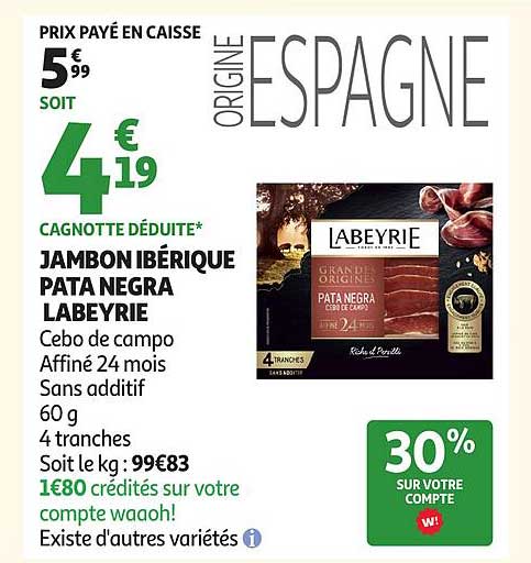JAMBON IBÉRIQUE PATA NEGRA LABEYRIE