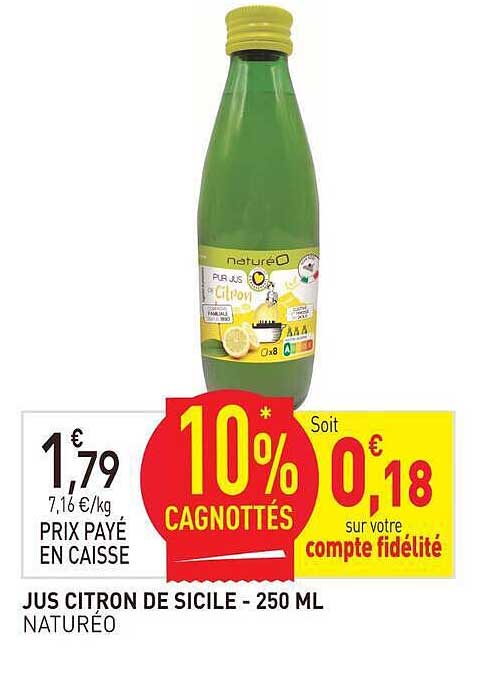 JUS CITRON DE SICILE - 250 ML NATURÉO