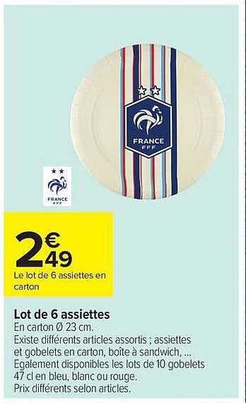 Le lot de 6 assiettes en carton