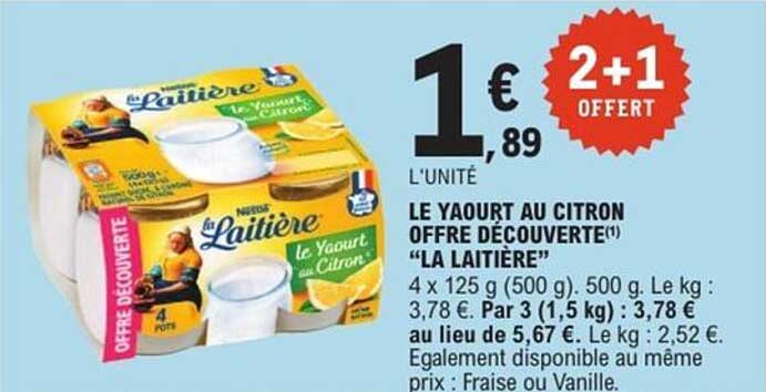 LE YAOURT AU CITRON OFFRE DÉCOUVERTE “LA LAITIÈRE”