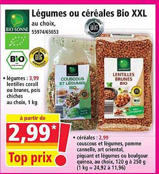 Légumes ou céréales Bio XXL au choix.