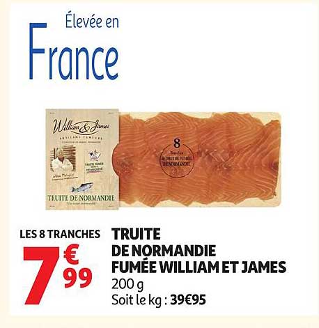 LES 8 TRANCHES TRUITE DE NORMANDIE FUMÉE WILLIAM ET JAMES 200 g