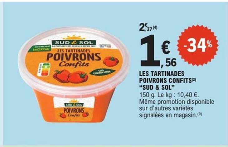 LES TARTINADES POIVRONS CONFITS “SUD & SOL”