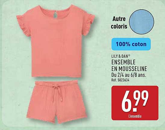 LILY & DAN® ENSEMBLE EN MOUSSELINE Du 2/4 au 6/8 ans. Réf. 5023634