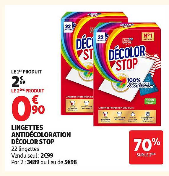 LINGETTES ANTIDÉCOLORATION DÉCOLOR STOP