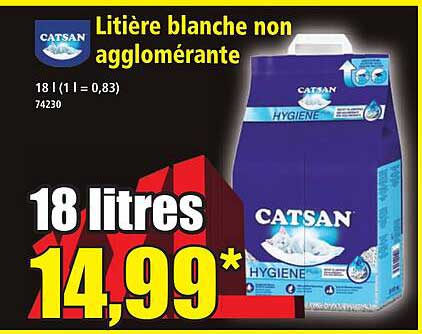 Litière blanche non agglomérante
