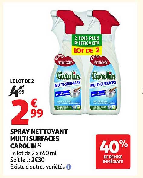 LOT DE 2 2 FOIS PLUS D'EFFICACITE CAROLIN MULTI-SURFACES