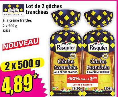 Lot de 2 gâches tranchées à la crème fraîche, 2 x 500 g