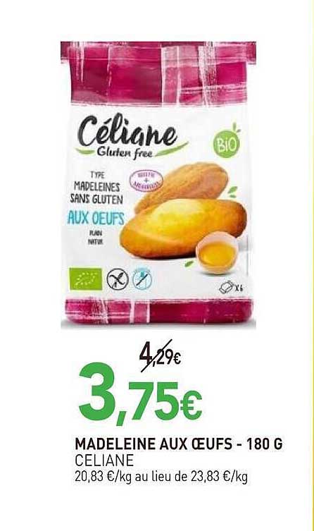 MADELEINE AUX OEUFS - 180 G CELIANE