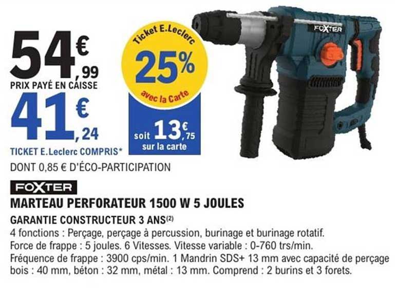 MARTEAU PERFORATEUR 1500 W 5 JOULES