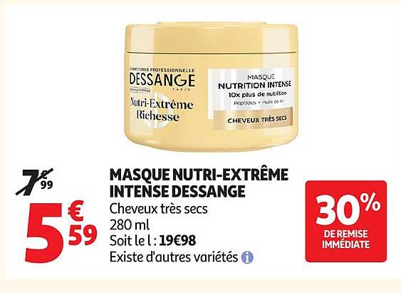 MASQUE NUTRI-EXTRÊME INTENSE DESSANGE Cheveux très secs 280 ml