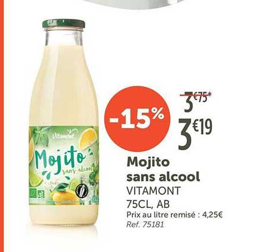 Mojito sans alcool VITAMONT 75CL, AB