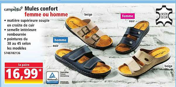 Mules confort femme ou homme