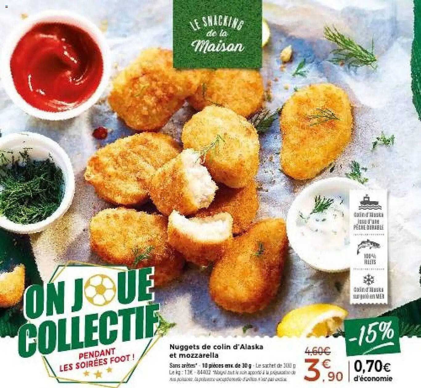 Nuggets de colin d'Alaska et mozzarella