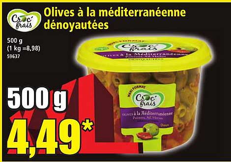 Olives à la méditerranée dénoyautées