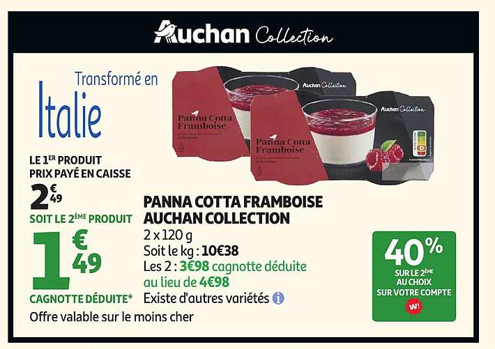 PANNA COTTA FRAMBOISE AUCHAN COLLECTION