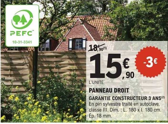PANNEAU DROIT GARANTIE CONSTRUCTEUR 3 ANS