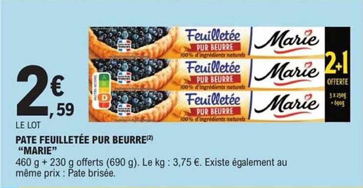 PATE FEUILLETÉE PUR BEURRE “MARIE”