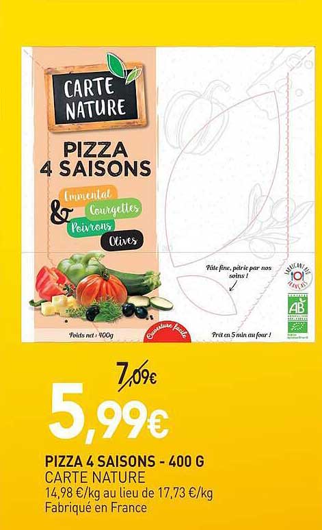 PIZZA 4 SAISONS - 400 G CARTE NATURE