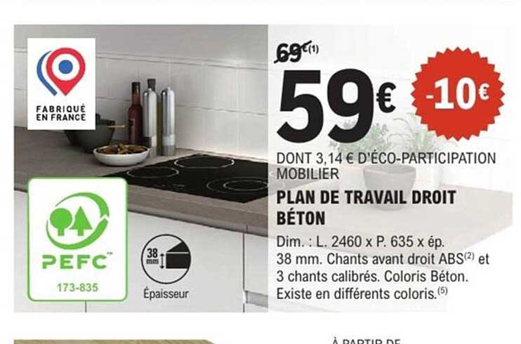 PLAN DE TRAVAIL DROIT BÉTON