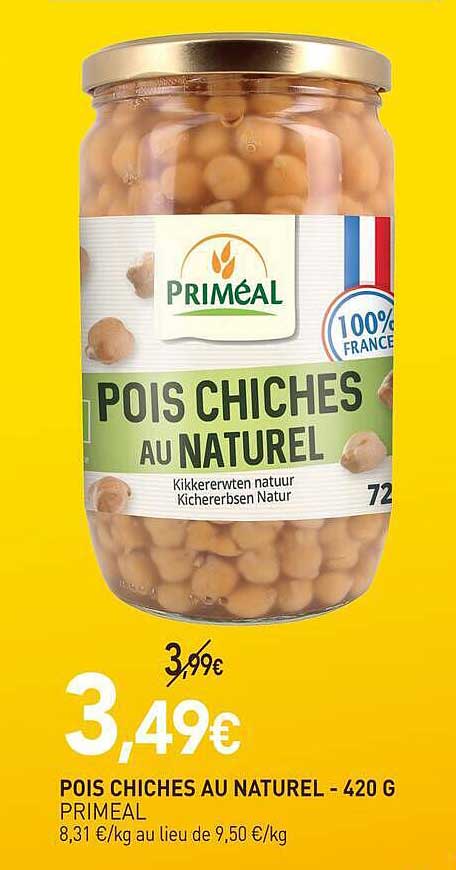 POIS CHICHES AU NATUREL - 420 G PRIMÉAL