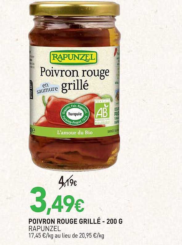 Poivron rouge grillé - 200 g Rapunzel