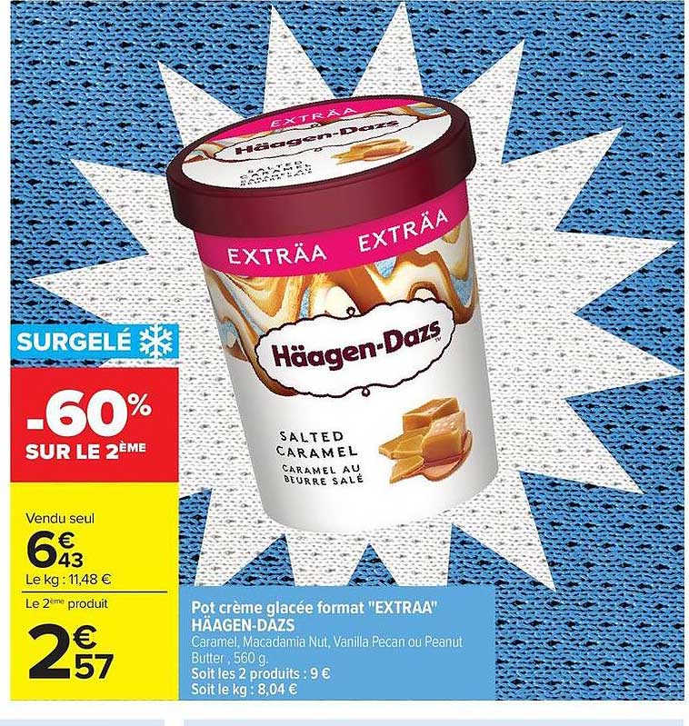 Pot crème glacée format "EXTRA" HÄAGEN-DAZS