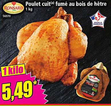 Poulet cuit(a) fumé au bois de hêtre 1 kg