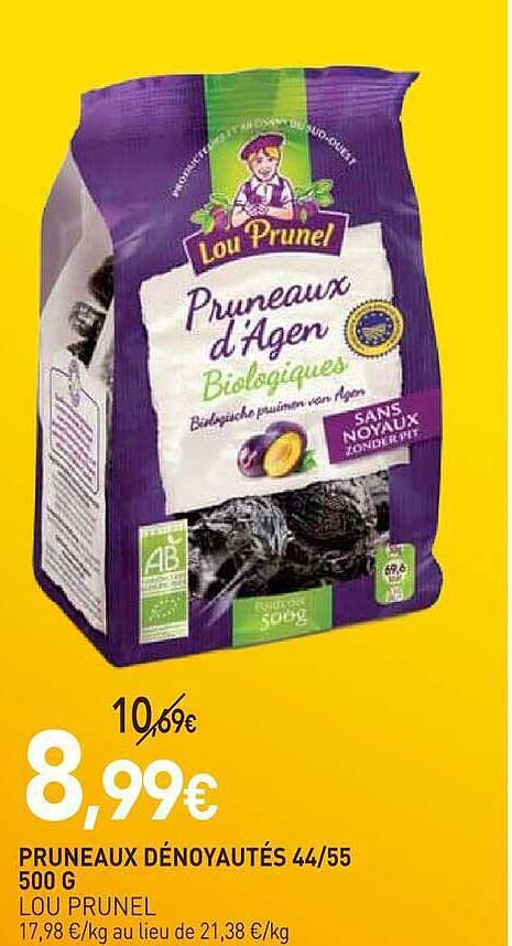 PRUNEAUX DÉNOYAUTÉS 44/55 500 G LOU PRUNEL