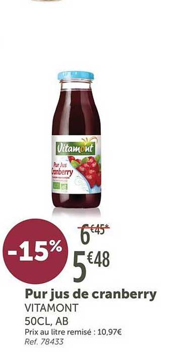 Pur jus de cranberry VITAMONT 50CL, AB
