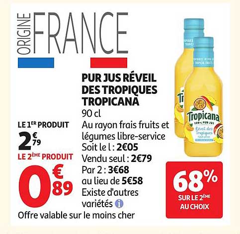 PUR JUS RÉVEIL DES TROPPIQUES TROPICANA