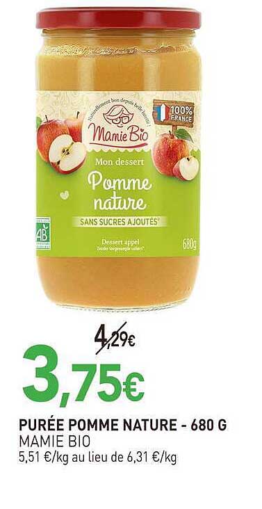 PURÉE POMME NATURE - 680 G MAMIE BIO