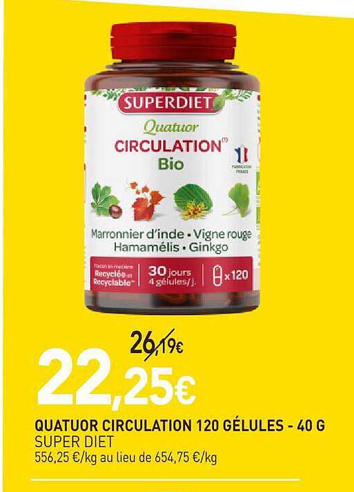 QUATUOR CIRCULATION 120 GÉLULES - 40 G SUPER DIET