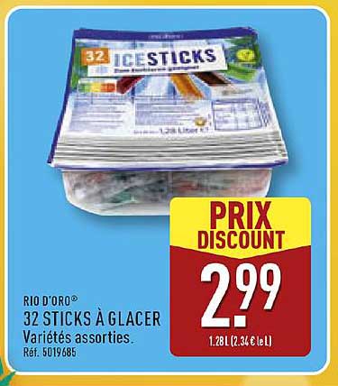 RIO D'ORO® 32 STICKS À GLACER Variétés assorties.