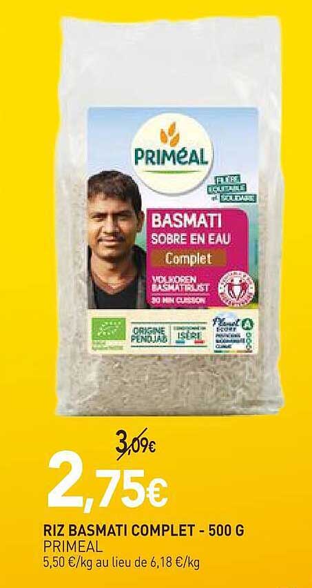 RIZ BASMATI COMPLET - 500 G PRIMÉAL