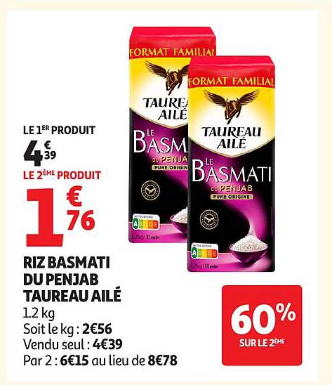 RIZ BASMATI DU PENJAB TAUREAU AILÉ